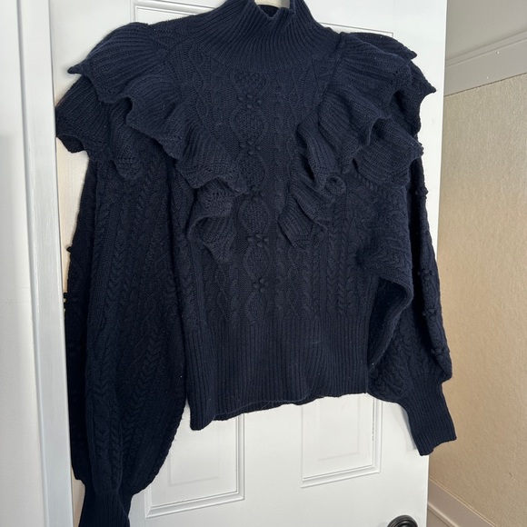 Autumn Cashmere Victorian Cable Knit Ruffled Sweatee - Picture 8 of 16